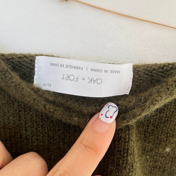 Oak + Fort Khaki Cropped Cardigan Size XS - Picture 8 of 8